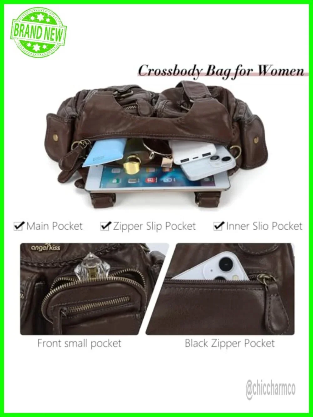 Vegan Leather Hobo Shoulder Bag Crossbody Purse with Pockets